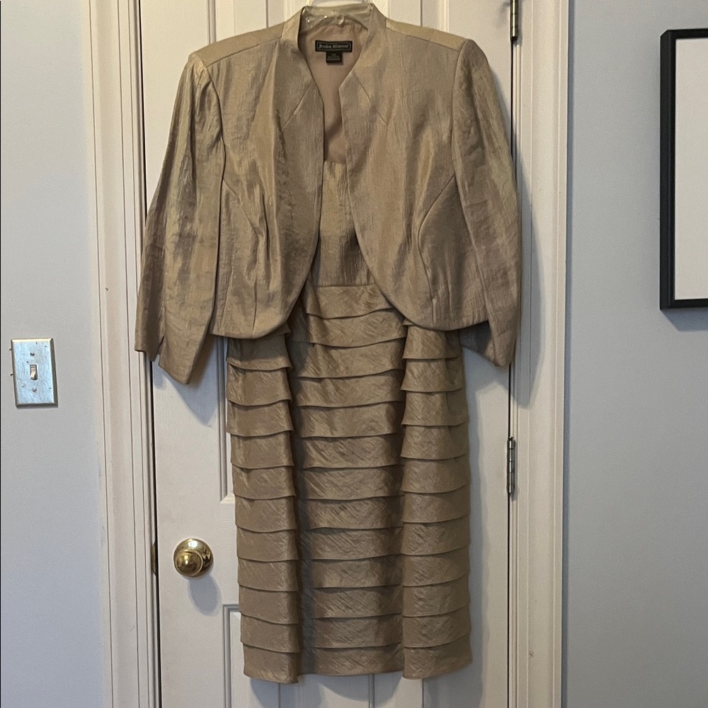 Jessica Howard Gold Midi Dress with Jacket